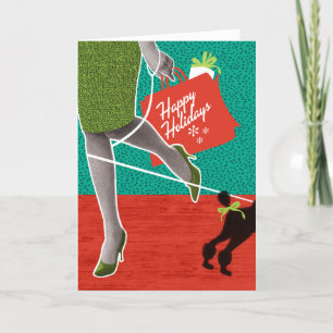 1950s Fashionable Shopper Gal Christmas Cards