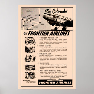 1950s Frontier Airlines Ad Reprint Poster
