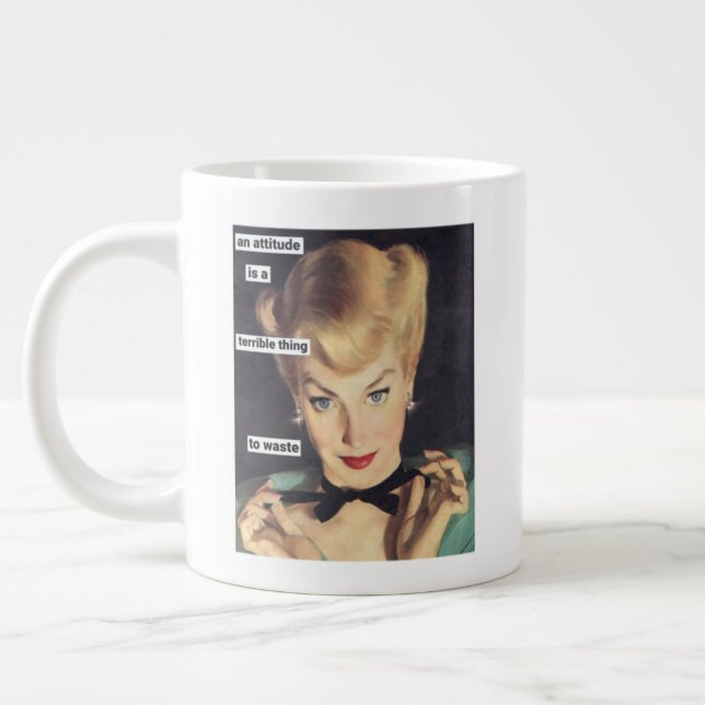 1950s Funny Retro Housewife with Sass Large Coffee Mug (Left)