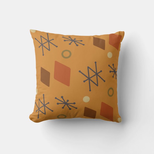 1950s Geometric Abstract Art Burnt Orange Cushion (Front)