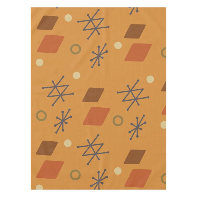 1950s Geometric Abstract Art Burnt Orange Tablecloth (Front)