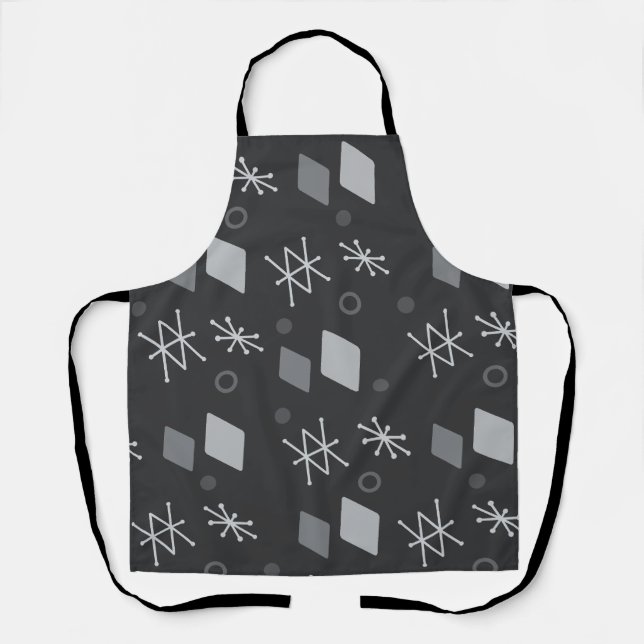 1950s Geometric Abstract Art Dark Grey Apron (Front)