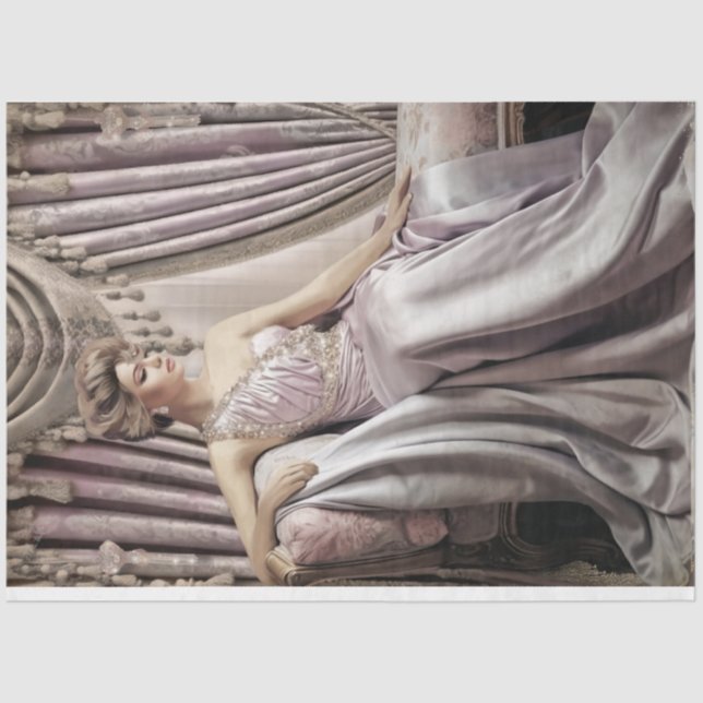 1950's Glam Woman's Beauty Lilac Portrait Tissue Paper (Front)