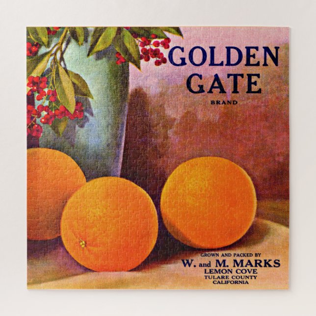 1950s Golden Gate Brand orange crate label Jigsaw Puzzle (Vertical)