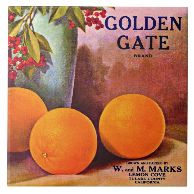 1950s Golden Gate Brand orange crate label Tile (Front)