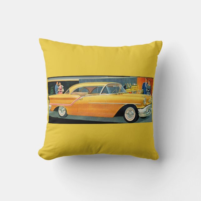 1950s golden Rocket 88 Oldsmobile print Cushion (Front)