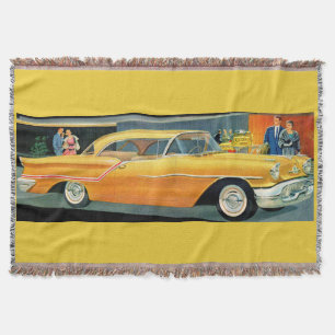 1950s golden Rocket 88 Oldsmobile print Throw Blanket