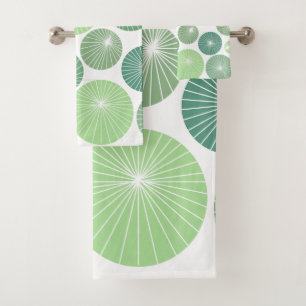1950s Green Pinwheels  Bath Towel Set