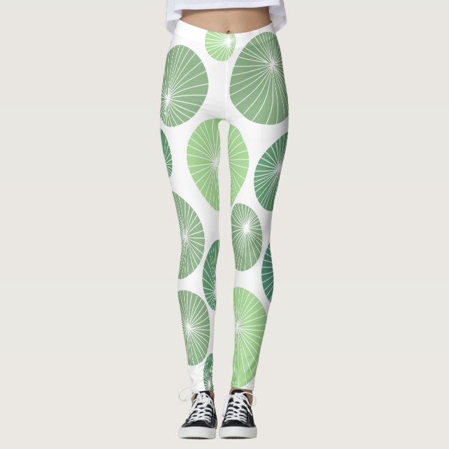 1950s Green Pinwheels  Leggings (Front)