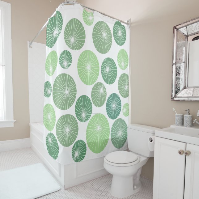 1950s Green Pinwheels  Shower Curtain (In Situ)