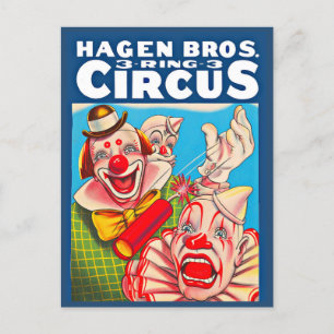 1950s Hagen Brothers Circus poster Postcard