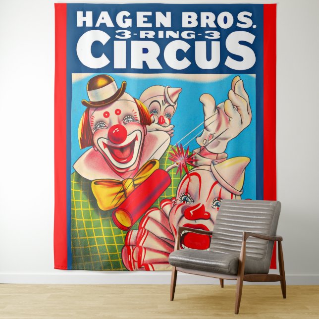 1950s Hagen Brothers Circus poster print Tapestry (In Situ)