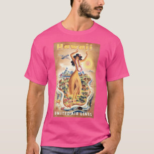 1950S Hawaii United Airlines Travel Poster T-Shirt