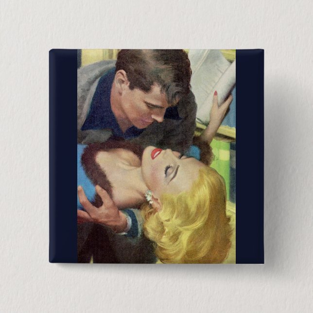 1950s hot office romance 15 cm square badge (Front)