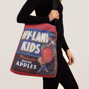 1950s Hyland Kids Washington Apples label print Crossbody Bag