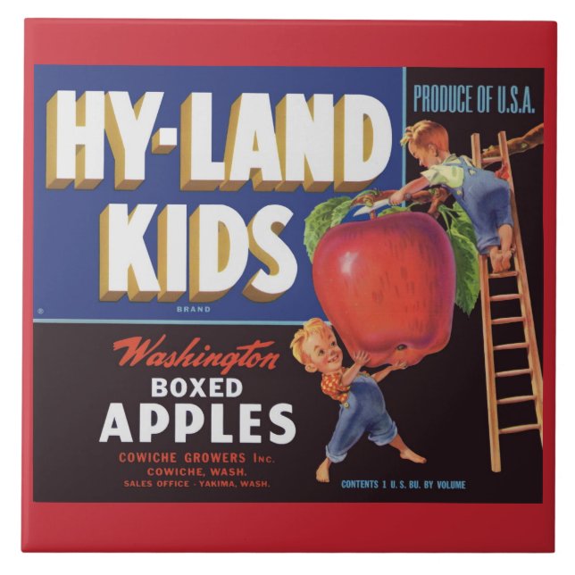 1950s Hyland Kids Washington Apples label  Tile (Front)