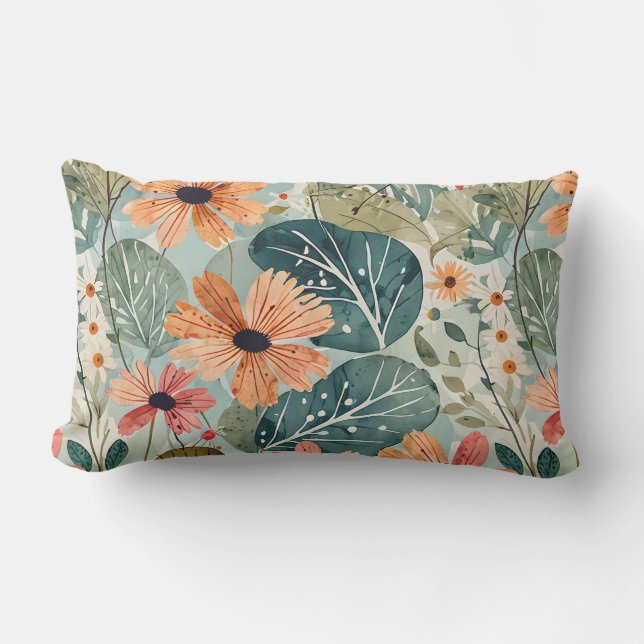 1950's Inspired Flowery Outdoor Pillow (Front)