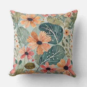 1950's Inspired Flowery Outdoor Pillow