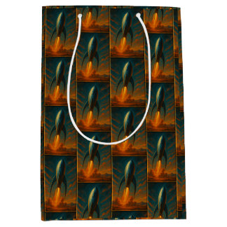 1950s inspired rocket ship  medium gift bag