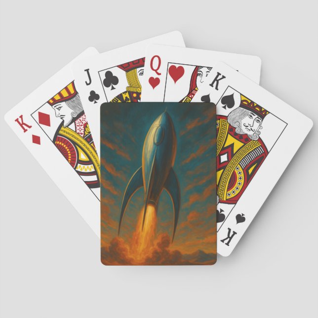 1950s inspired rocket ship  playing cards (Back)