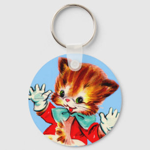 1950s jazz hands kitten key ring