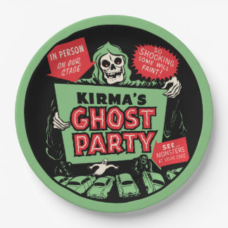 1950s Kirma's Ghost Party Spook Show Poster Design Paper Plate