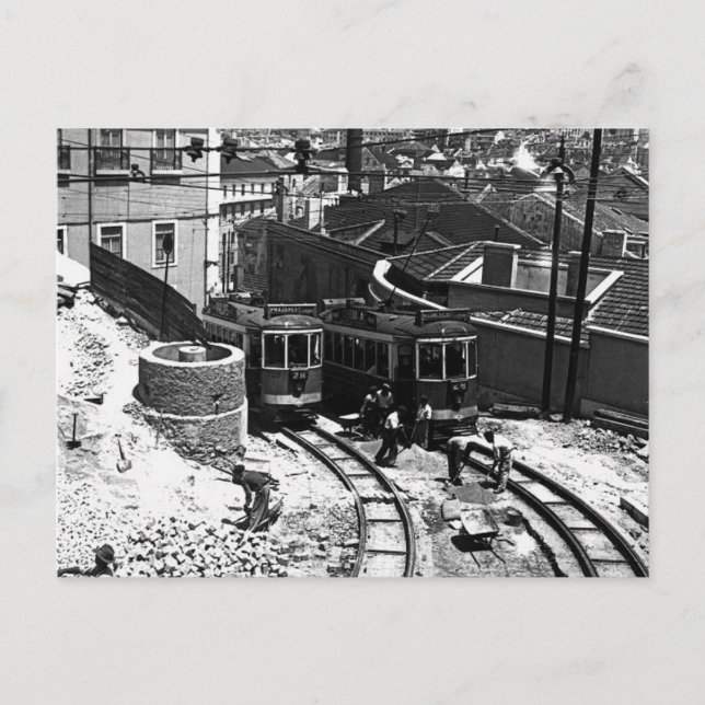 1950's Lisbon trams 723 and 728 Postcard (Front)