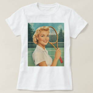 1950s Magazine Illustration Tennis Woman T-Shirt