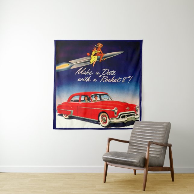 1950s Make a date with Rocket 8 Tapestry (In Situ)