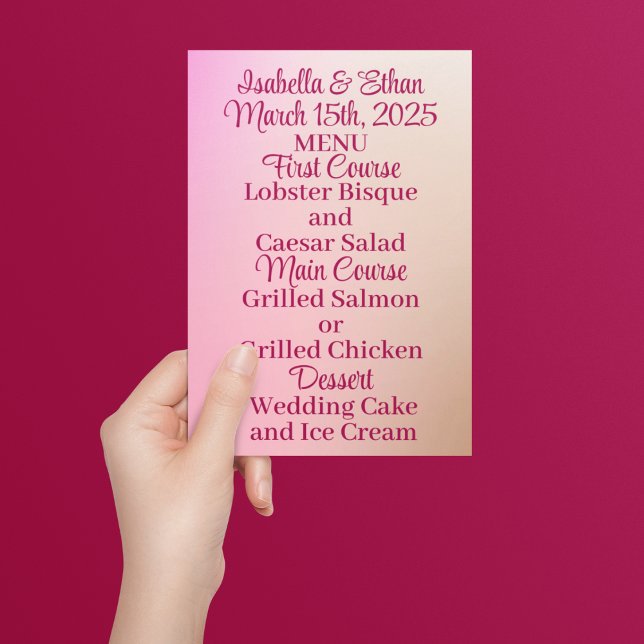 1950's Malt Shop Colours Wedding Menu (Creator Uploaded)