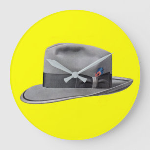 1950s mens fedora hat print large clock