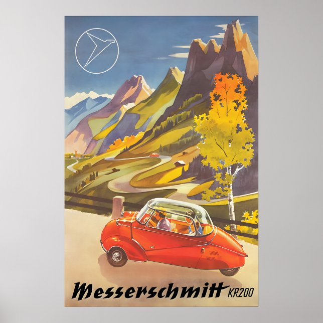 1950s Messerschmitt KR200 Car Poster Vintage (Front)