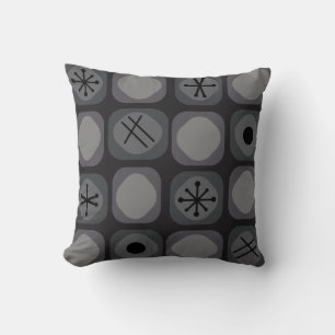 1950s Mod Art Soft Cubes Black Cushion