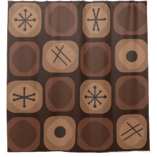 1950s Mod Art Soft Cubes Brown Shower Curtain