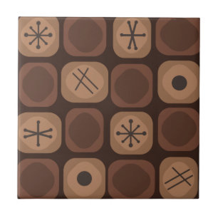 1950s Mod Art Soft Cubes Brown Tile