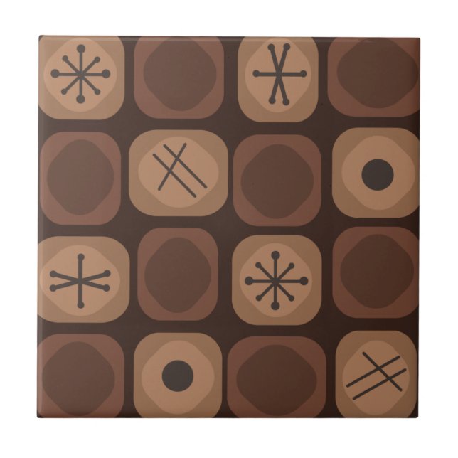 1950s Mod Art Soft Cubes Brown Tile (Front)
