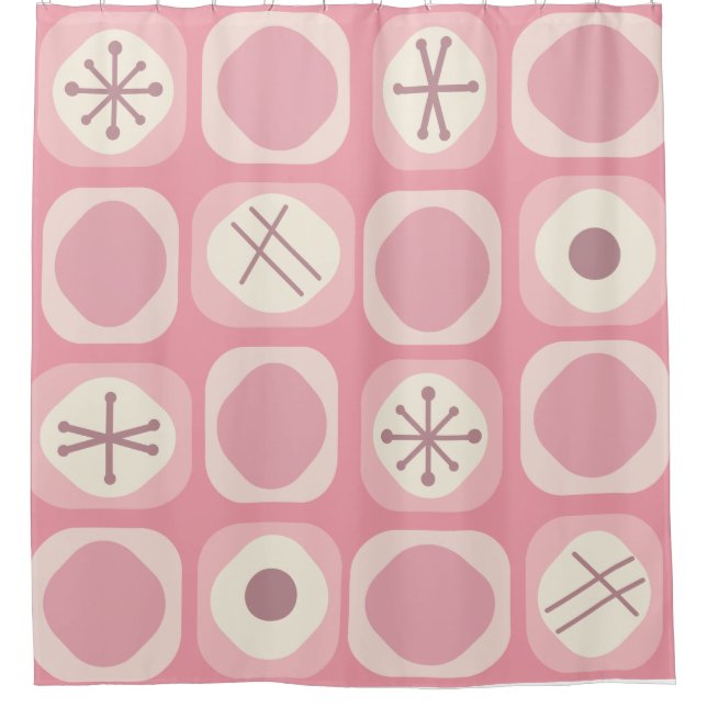 1950s Mod Art Soft Cubes Pink Vanilla Shower Curtain (Front)
