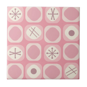 1950s Mod Art Soft Cubes Pink Vanilla Tile