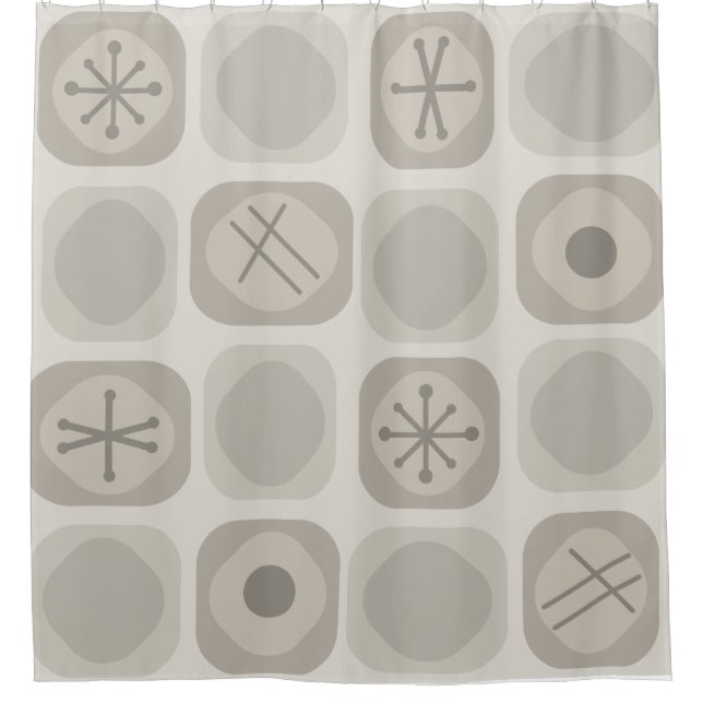1950s Mod Art Soft Cubes Taupe Shower Curtain (Front)