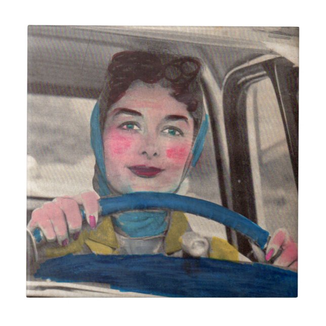 1950s Mum at the wheel Tile (Front)