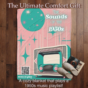 1950s Music Playlist QR Code Blanket   Dementia