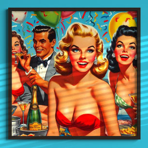 1950s Party Illustration Poster