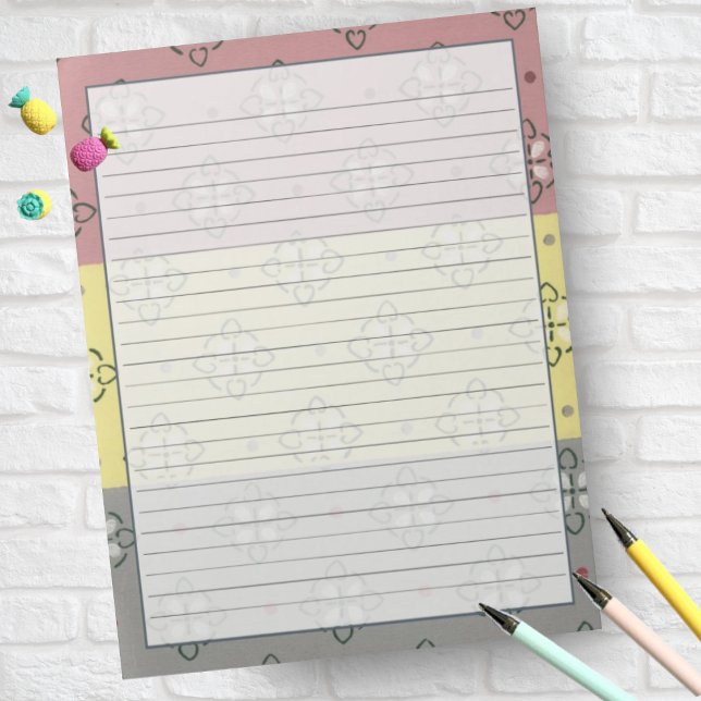 1950s Pink Yellow Grey Retro Mid Century Pattern Notepad (Creator Uploaded)