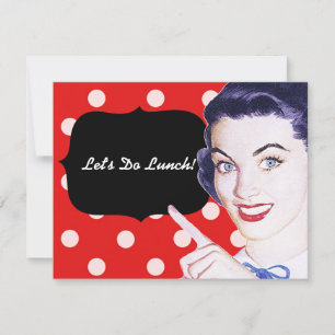 1950s Pointing Woman Luncheon Invitation