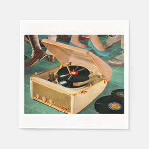 1950s portable record player ad napkin