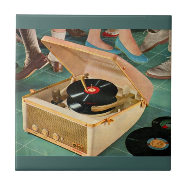 1950s portable record player ad tile (Front)