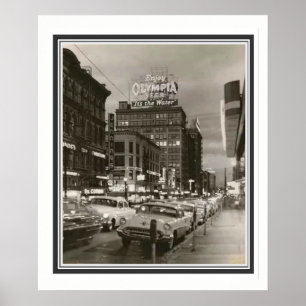 1950's Portland Oregon B&W Poster 20 x 24