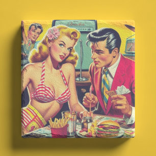 1950s Retro Coulpe Stone Coaster