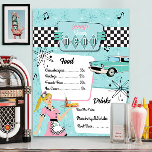 1950s Retro Diner Menu Poster