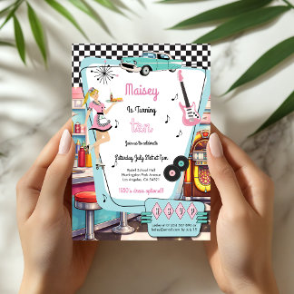 1950's Retro Diner Theme Party Invitation